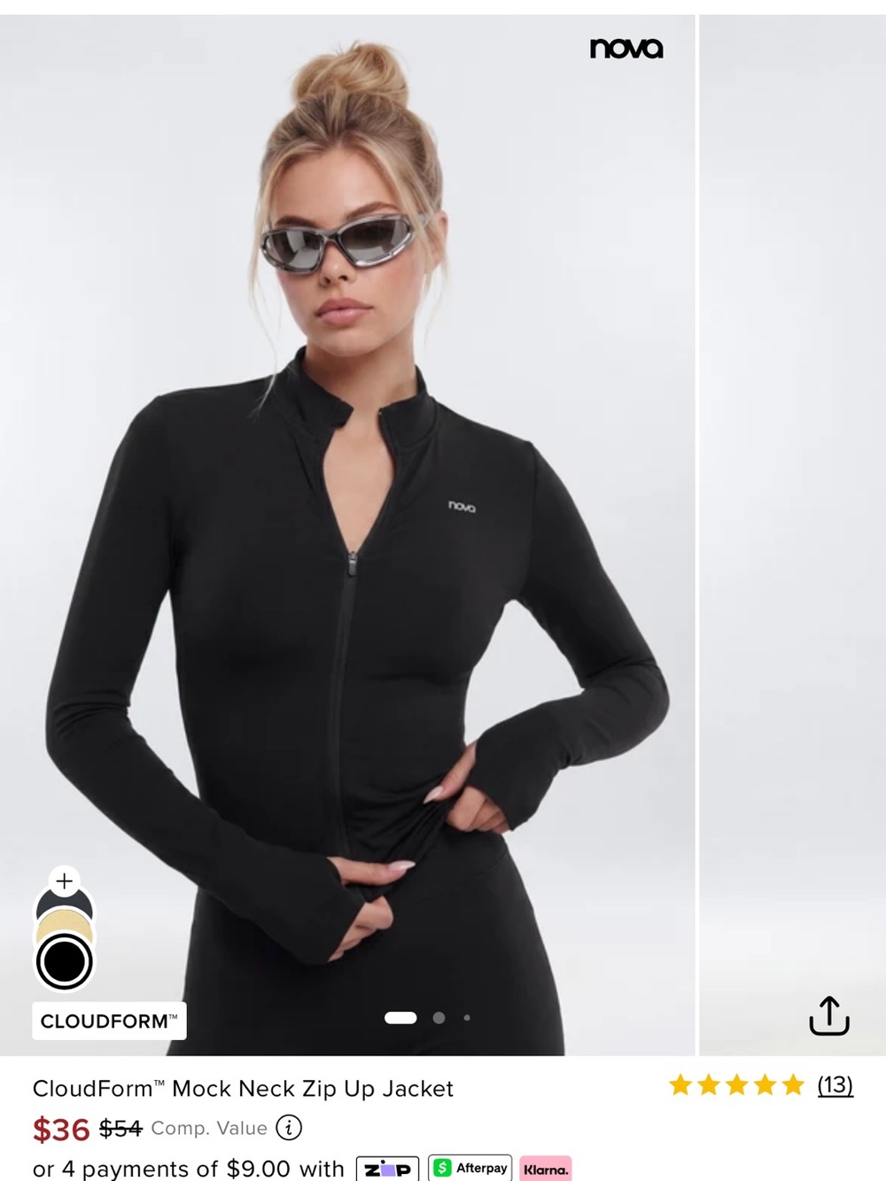 Fashion Nova Black CloudForm Mock Neck Zip-Up Jacket